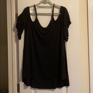 Black knit off the shoulder blouse